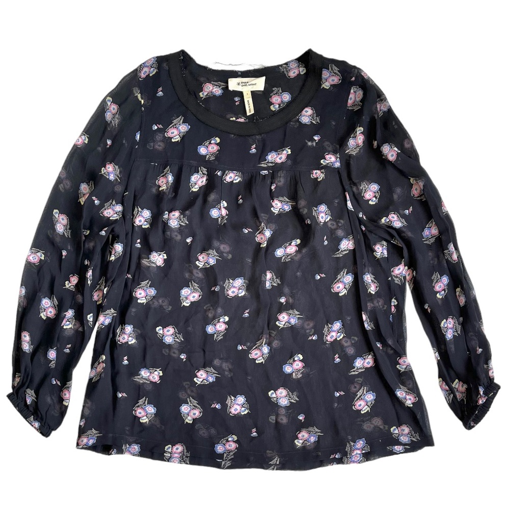 Isabel Marant Navy Multi Floral Sheer Blouse